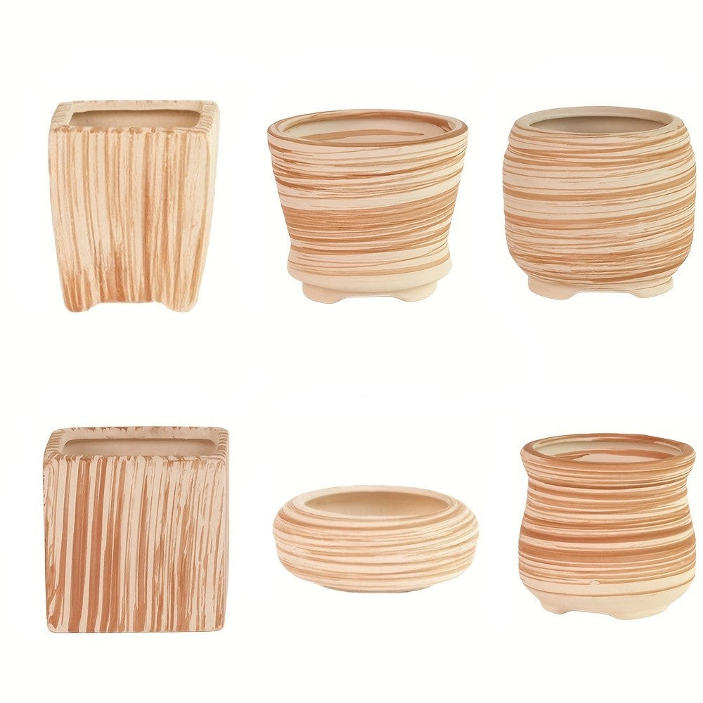 SUN-E 6pcs/Set Mini Ceramic Plant Pots - Decorative, 2.5Inch/6.5cm, with Drain Hole, Perfect Gift for Women, Ideal for Succulent, Cactus, Flower, Home, Office, Outdoor Garden