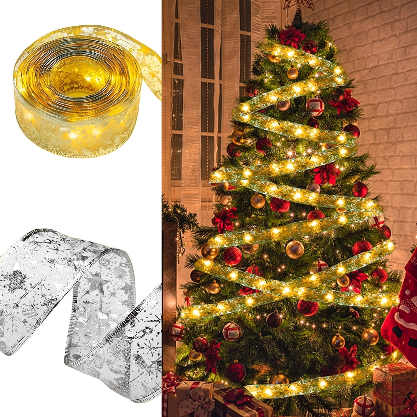 1pcled Ribbon Light Ribbon Ribbon Light String Christmas Tree Decoration Lights 2 Meters 20 Lights