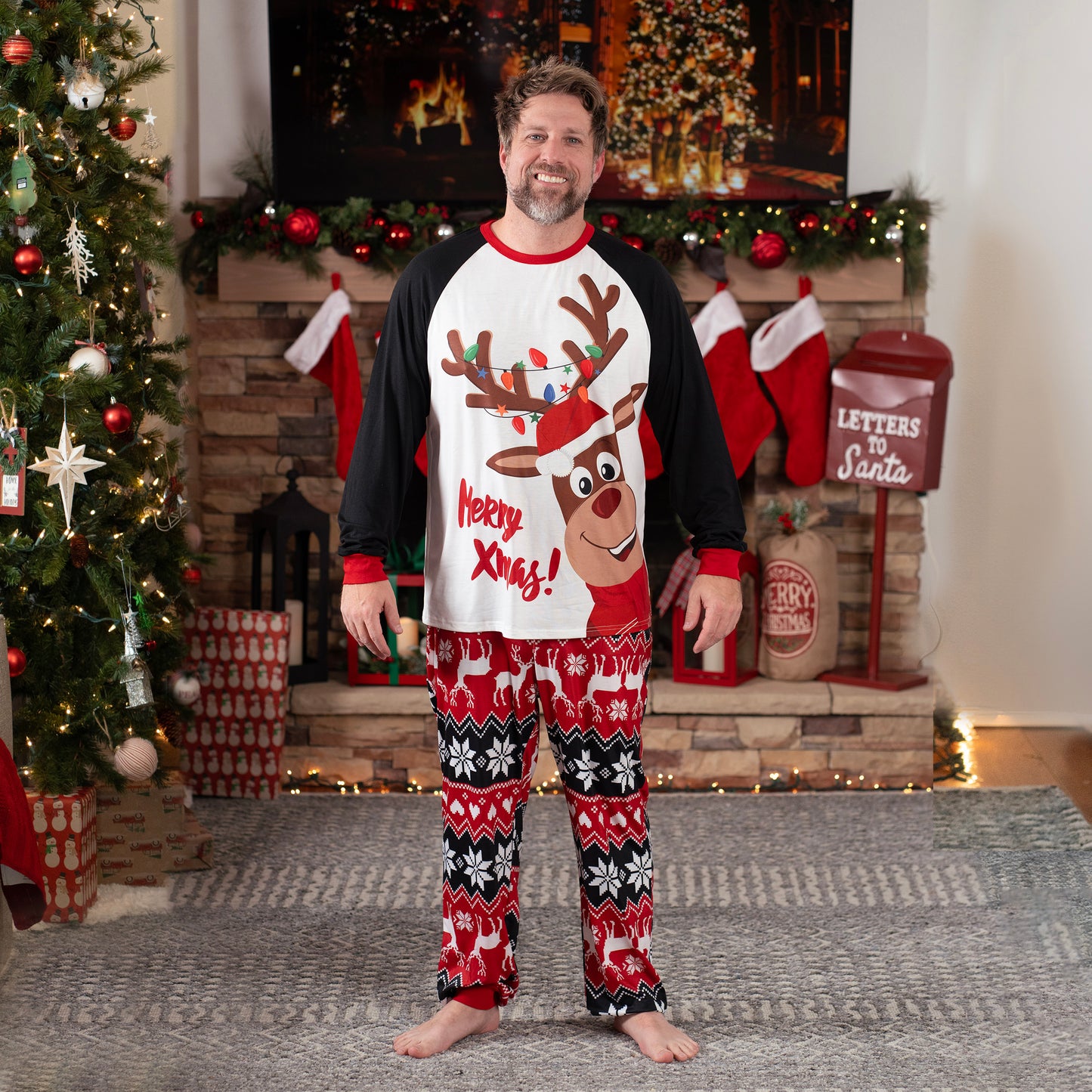 PatPat Christmas Reindeer Print Family Matching Pajamas Sets