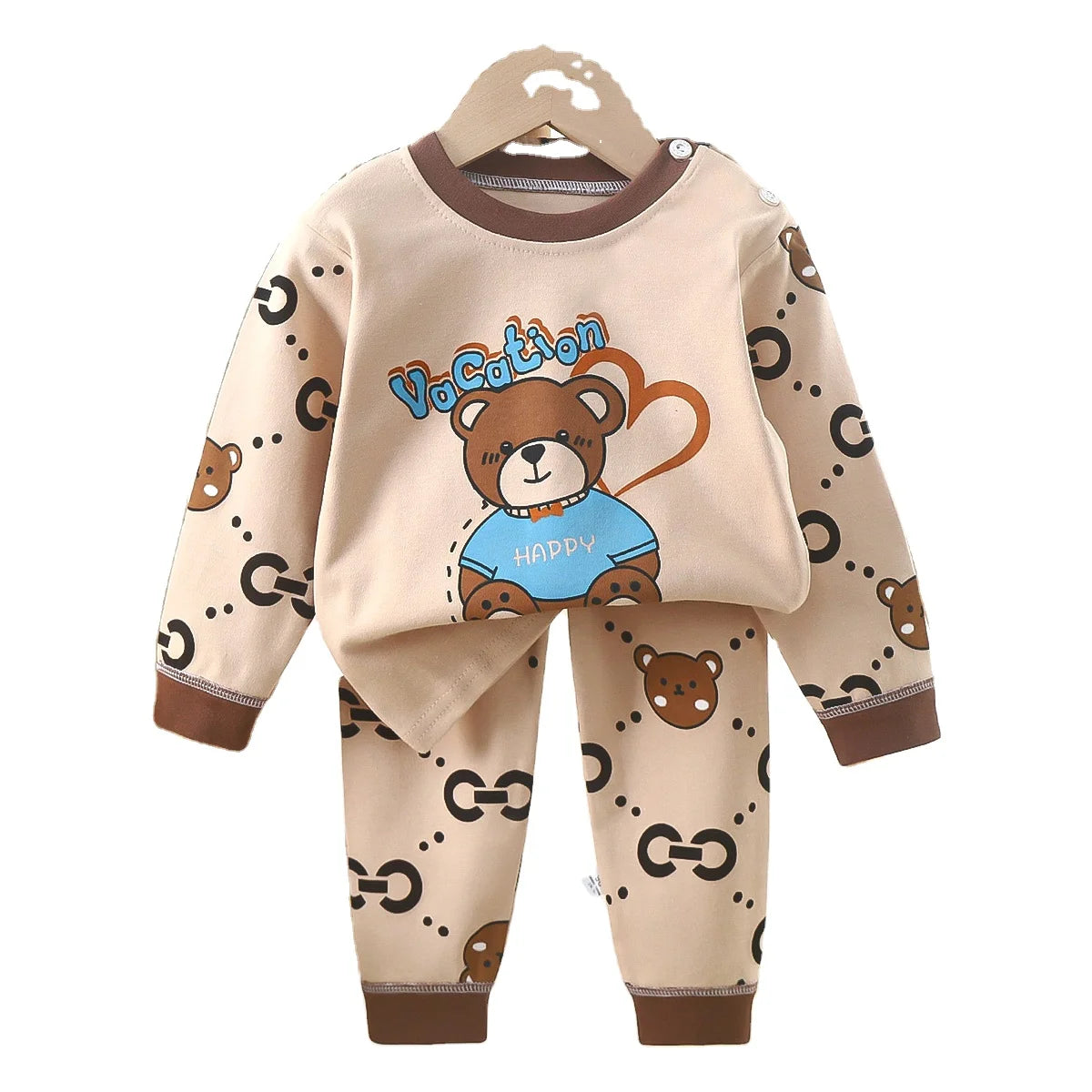 2024 Girls Comfortable 100% Cotton Long-Sleeved Sleepwear Pajamas Suit Breathable Relaxing Cartoon-Printed Pajamas for Children