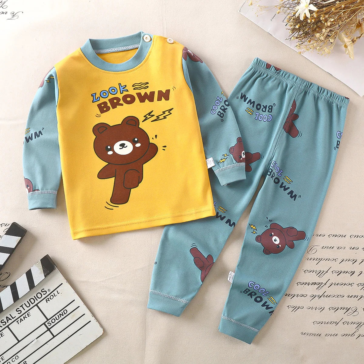 2024 Girls Comfortable 100% Cotton Long-Sleeved Sleepwear Pajamas Suit Breathable Relaxing Cartoon-Printed Pajamas for Children