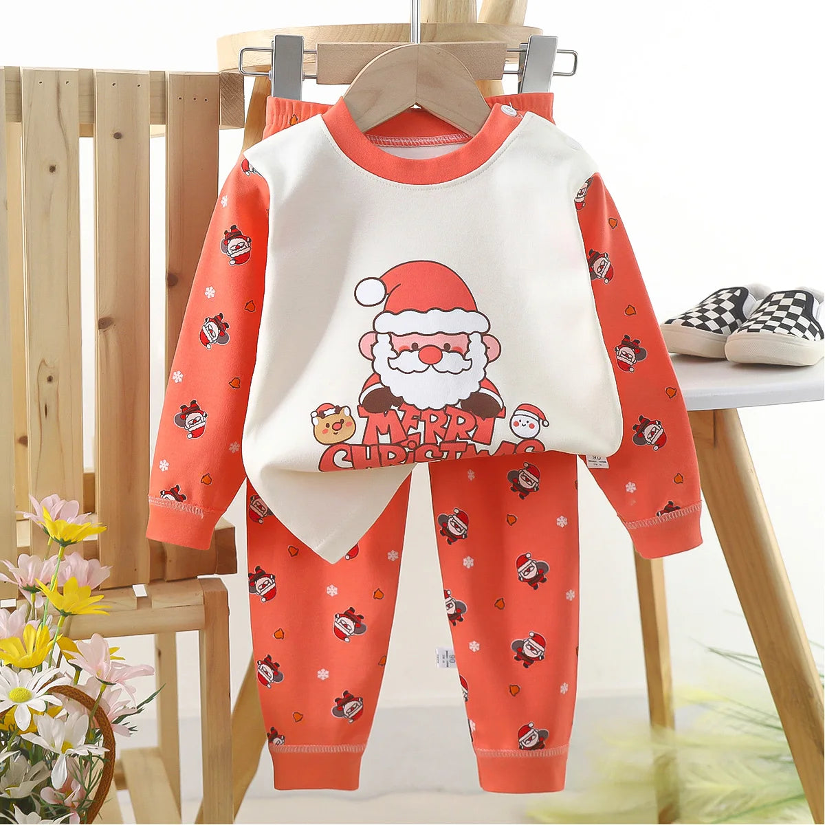 2024 Girls Comfortable 100% Cotton Long-Sleeved Sleepwear Pajamas Suit Breathable Relaxing Cartoon-Printed Pajamas for Children