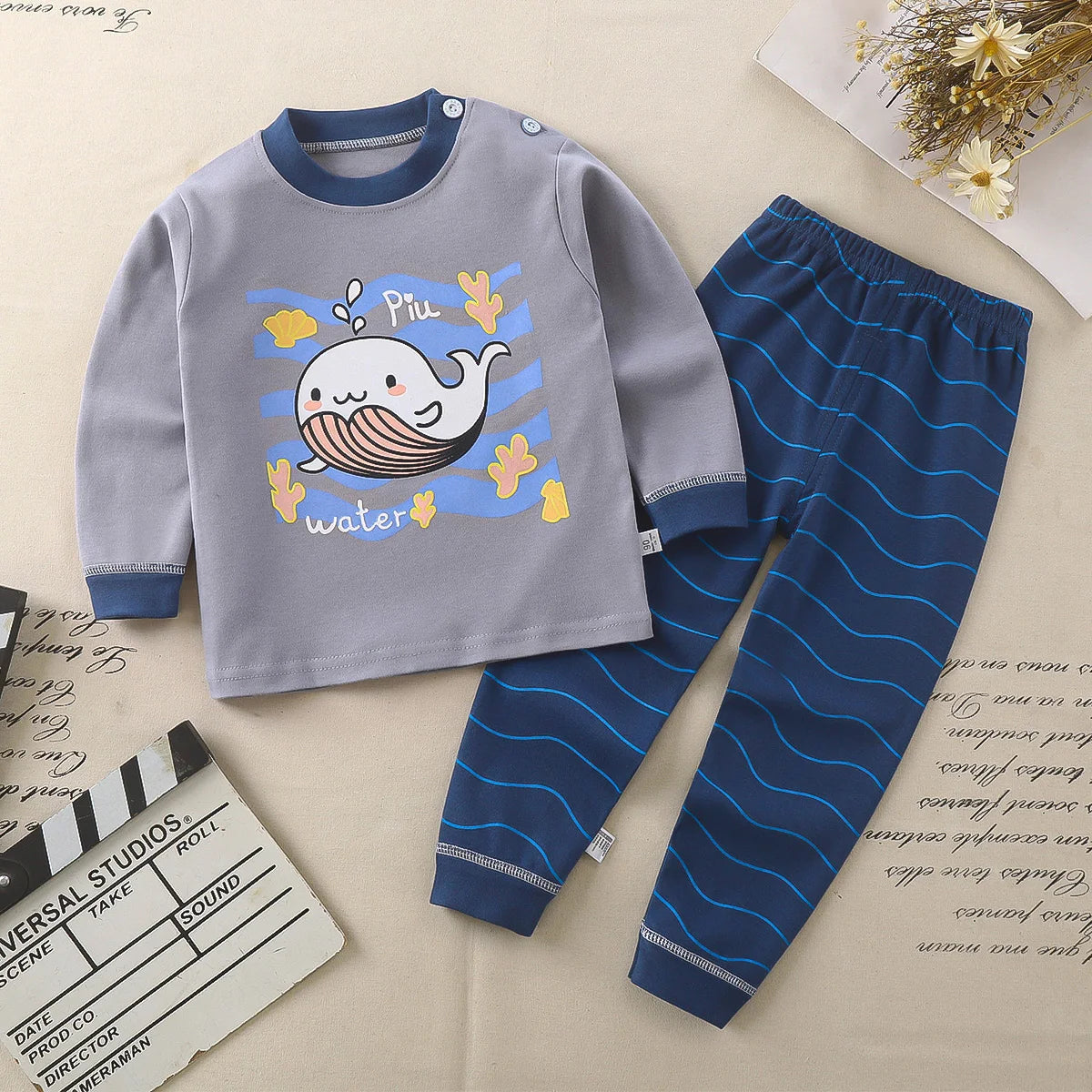 2024 Girls Comfortable 100% Cotton Long-Sleeved Sleepwear Pajamas Suit Breathable Relaxing Cartoon-Printed Pajamas for Children