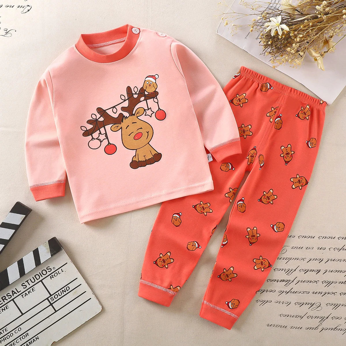 2024 Girls Comfortable 100% Cotton Long-Sleeved Sleepwear Pajamas Suit Breathable Relaxing Cartoon-Printed Pajamas for Children