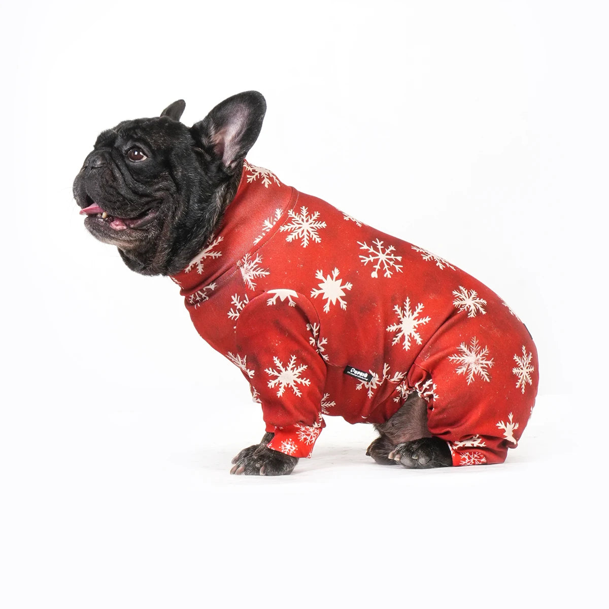 Ultra-Soft Christmas Dog Costume - Size -6XL - Warm Pet Apparel - Red and Snowflake Pattern - Adjustable Dog Clothing