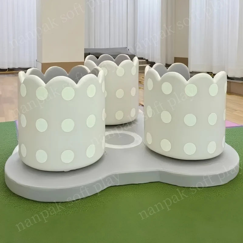 Amazing White pink Blue Teacups Indoor/outdoor Playground Equipment Kid Sensory Rotate Merry Go Round Soft Play for Parties Hire