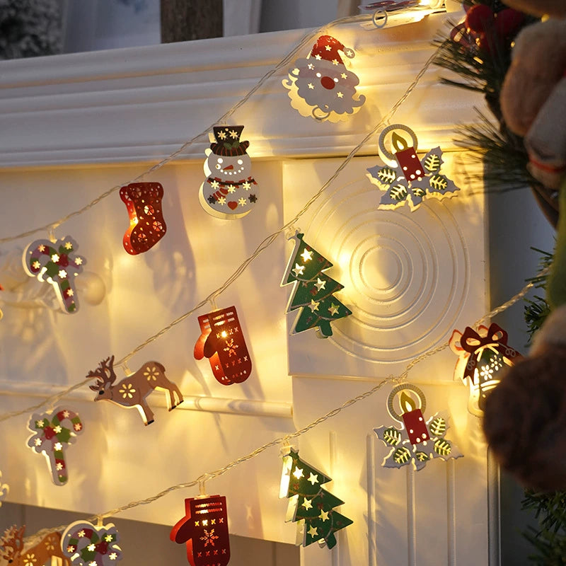 Santa Claus Lighting Led Small Lighting Chain Colored Lights Christmas Lights Wrought Iron Christmas Decorative Lights Christmas Tree Lamp String Lighting Chain