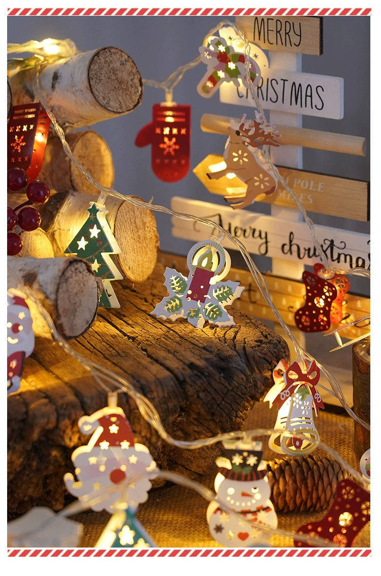 Santa Claus Lighting Led Small Lighting Chain Colored Lights Christmas Lights Wrought Iron Christmas Decorative Lights Christmas Tree Lamp String Lighting Chain