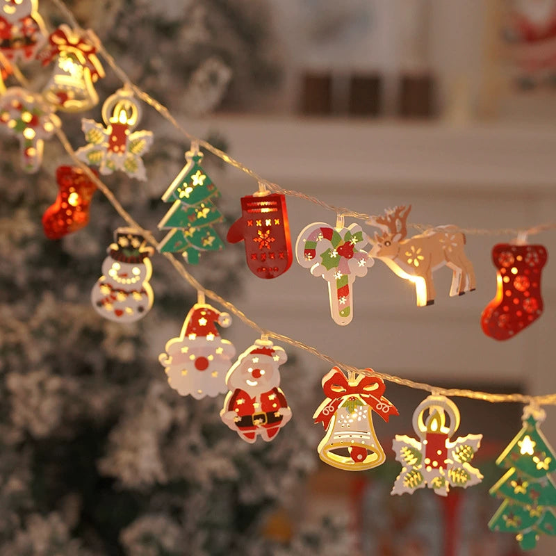 Santa Claus Lighting Led Small Lighting Chain Colored Lights Christmas Lights Wrought Iron Christmas Decorative Lights Christmas Tree Lamp String Lighting Chain