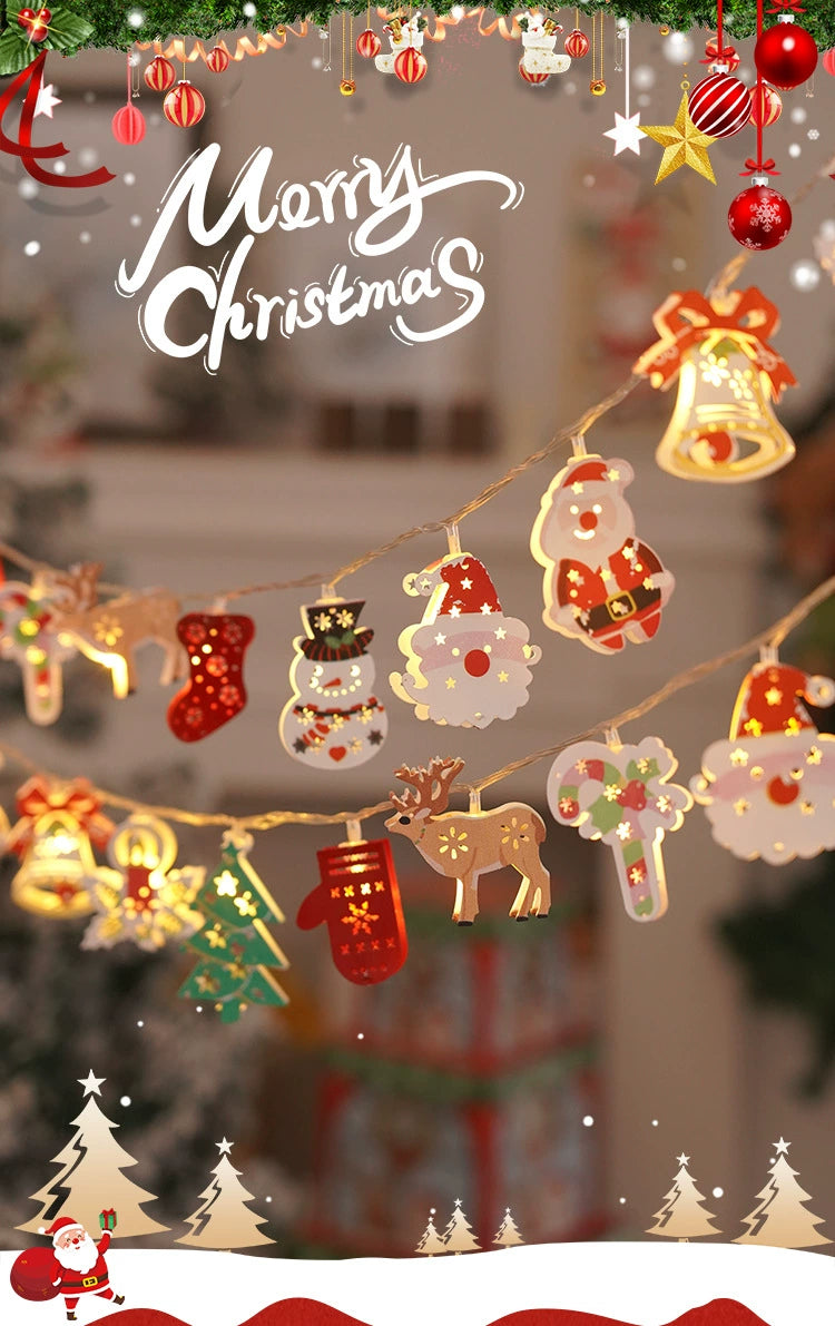Santa Claus Lighting Led Small Lighting Chain Colored Lights Christmas Lights Wrought Iron Christmas Decorative Lights Christmas Tree Lamp String Lighting Chain