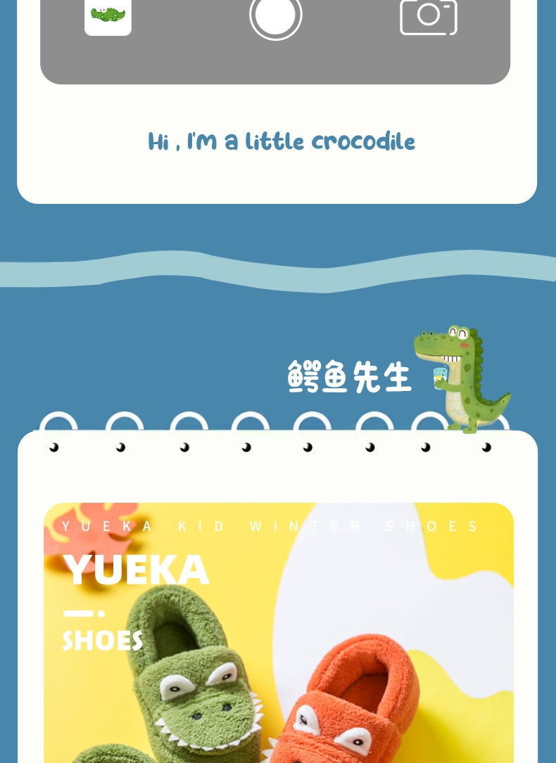 Winter Crocodile Children's Cotton Slippers