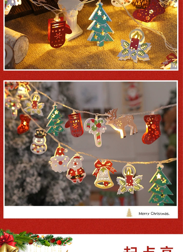 Santa Claus Lighting Led Small Lighting Chain Colored Lights Christmas Lights Wrought Iron Christmas Decorative Lights Christmas Tree Lamp String Lighting Chain