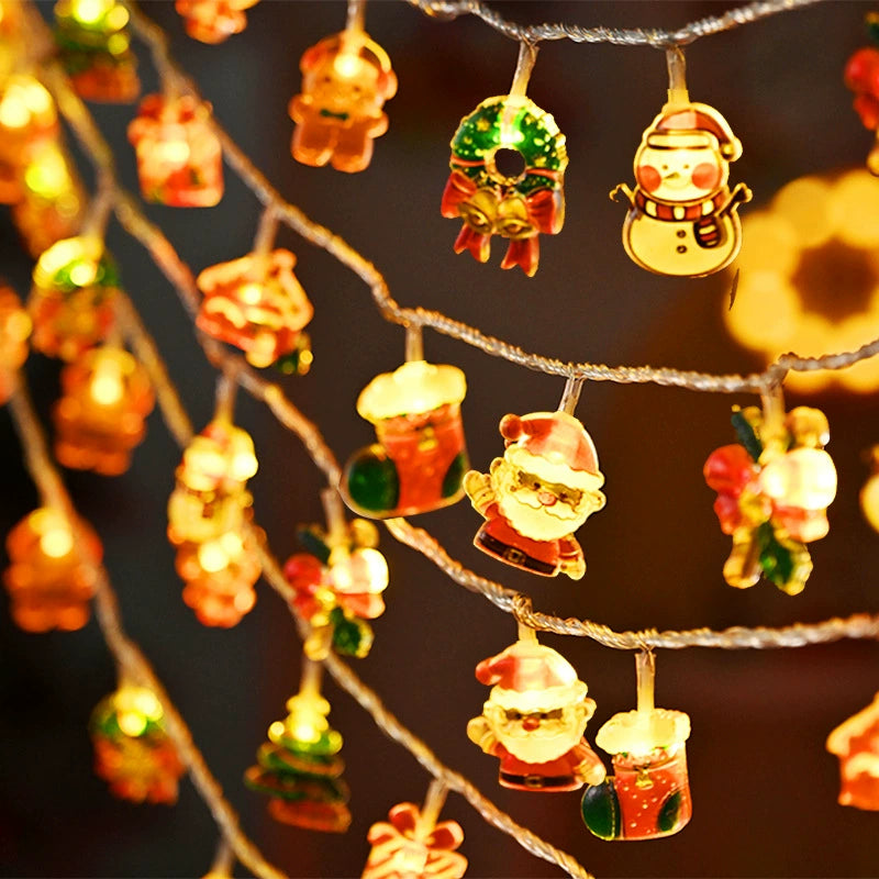Santa Claus Lighting Led Small Lighting Chain Colored Lights Christmas Lights Wrought Iron Christmas Decorative Lights Christmas Tree Lamp String Lighting Chain
