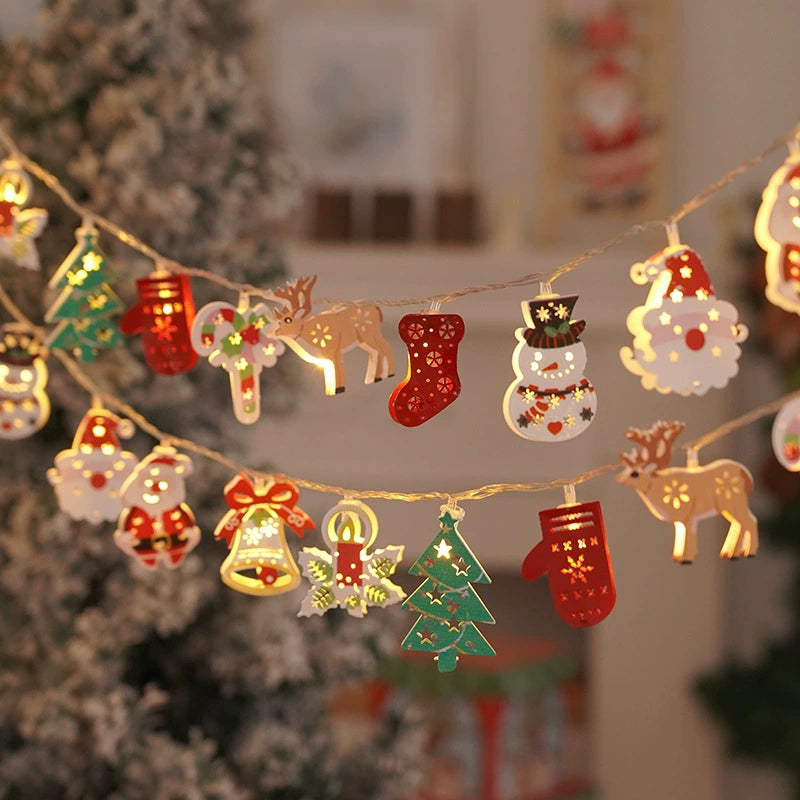 Santa Claus Lighting Led Small Lighting Chain Colored Lights Christmas Lights Wrought Iron Christmas Decorative Lights Christmas Tree Lamp String Lighting Chain