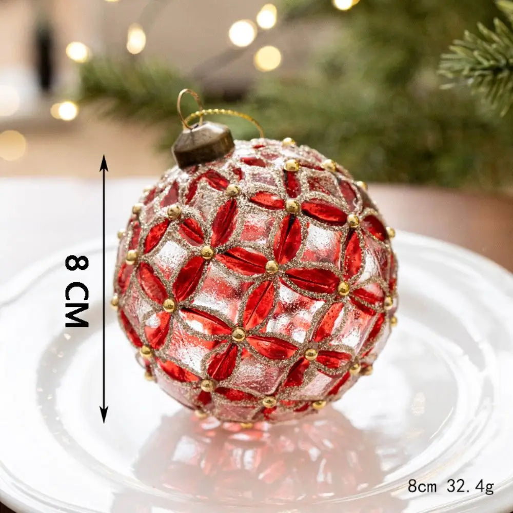 8cm Christmas Glass Ball Christmas Baubles for Tree Decorations Shatterproof Reusable Hanging Balls New Year Xmas Home Decor