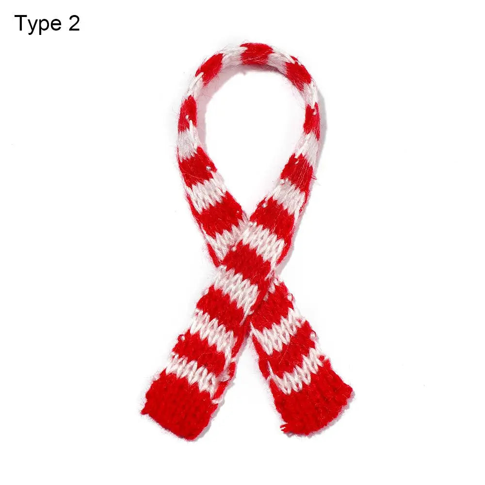For 1/6 1/12 Doll Scarf Hat Knitted Scarves Xmas Ornament Mini Christmas Caps Handmade Miniature Clothes Dollhouse Accessories