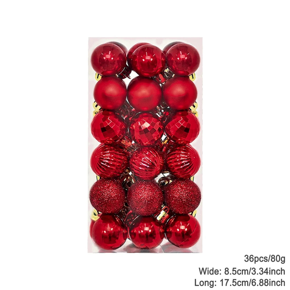36Pcs Christmas Balls New Year Party Decoration Xmas Tree Ornaments Christmas Hanging Ornament Home Decor Gifts Navidad