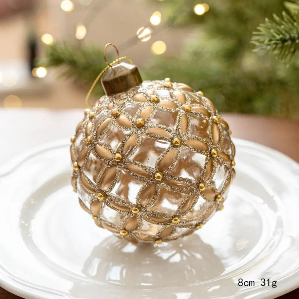 8cm Christmas Glass Ball Christmas Baubles for Tree Decorations Shatterproof Reusable Hanging Balls New Year Xmas Home Decor