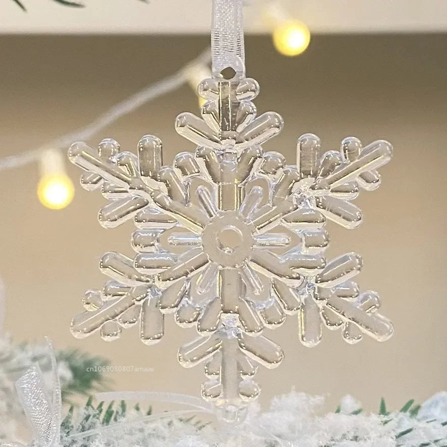 3pcs/bag 2025 Christmas Decorations Christmas Transparent Snowflake Pendants for Winter New Year Tree Home Party Ornaments