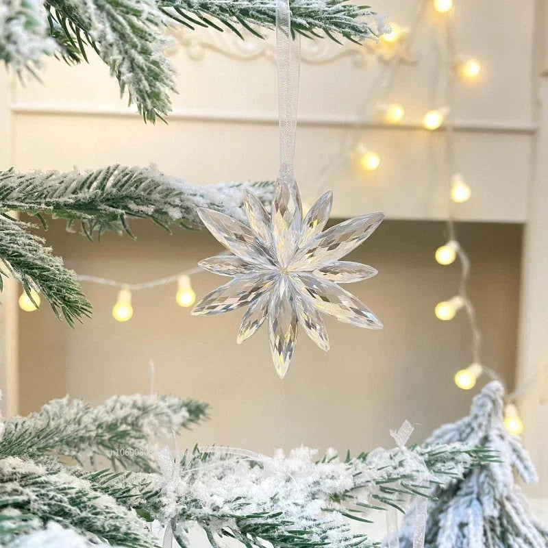 3pcs/bag 2025 Christmas Decorations Christmas Transparent Snowflake Pendants for Winter New Year Tree Home Party Ornaments