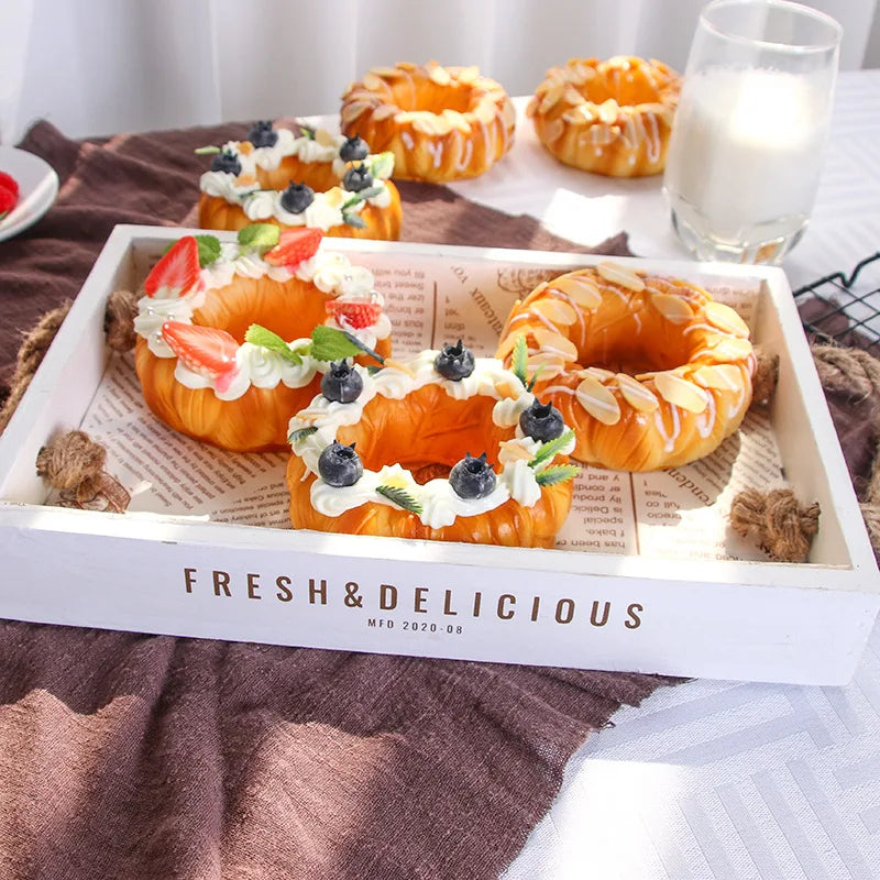 Refrigerator sticker Bread Donut Baking Simulation Fruit Cake Cream Strawberry Blueberry Donut Decoration Ornament Home Decor
