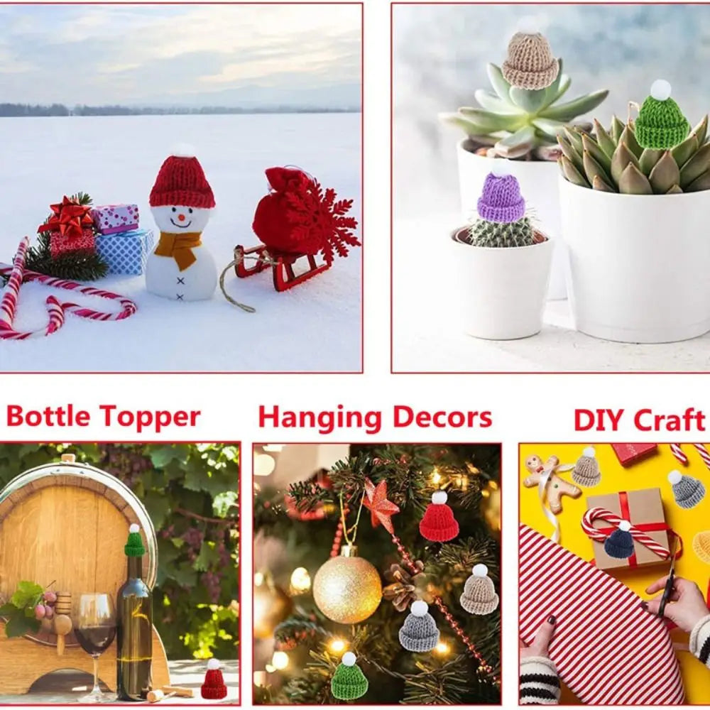 1PC Mini Knitting Hats Wine Bottle Stopper Christmas Tree Ornaments Finger Toys Doll Cap DIY Handmade Sewing Crafts Materials