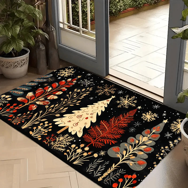 VIKAMA Christmas Carpet Christmas Tree CarpetKitchen Rug Long Carpet Absorbent Doormat Carpet For Live Room Sofa Floor Mat