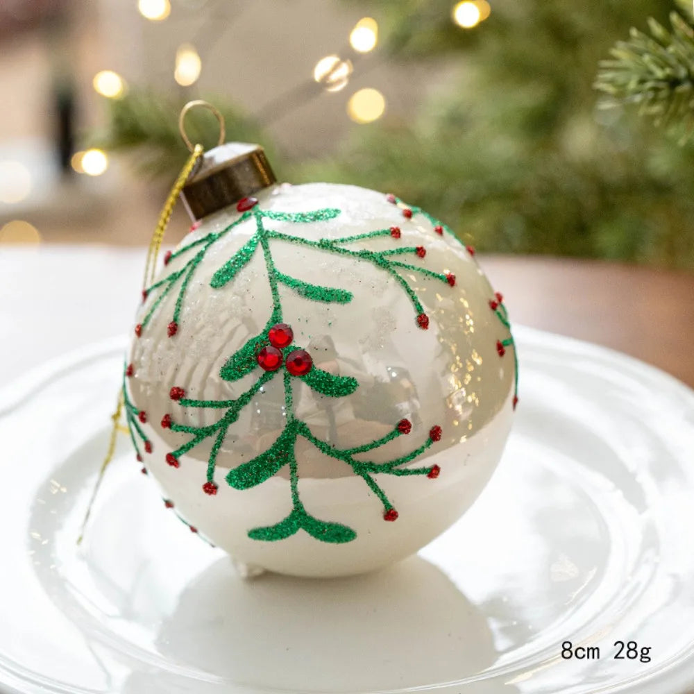 8cm Christmas Glass Ball Christmas Baubles for Tree Decorations Shatterproof Reusable Hanging Balls New Year Xmas Home Decor