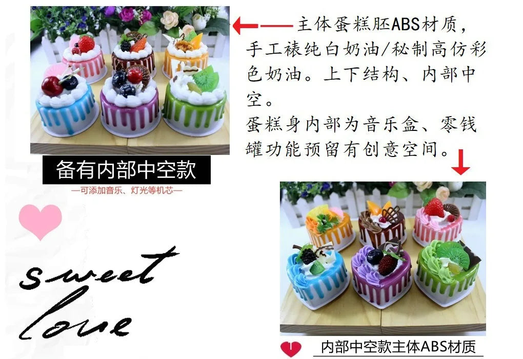 1Pcs Artificial Fruit Cakes Dessert Dessert Shop Fake Food Photography Food Simulation Cake Model Kitchen Tea Table Decoration