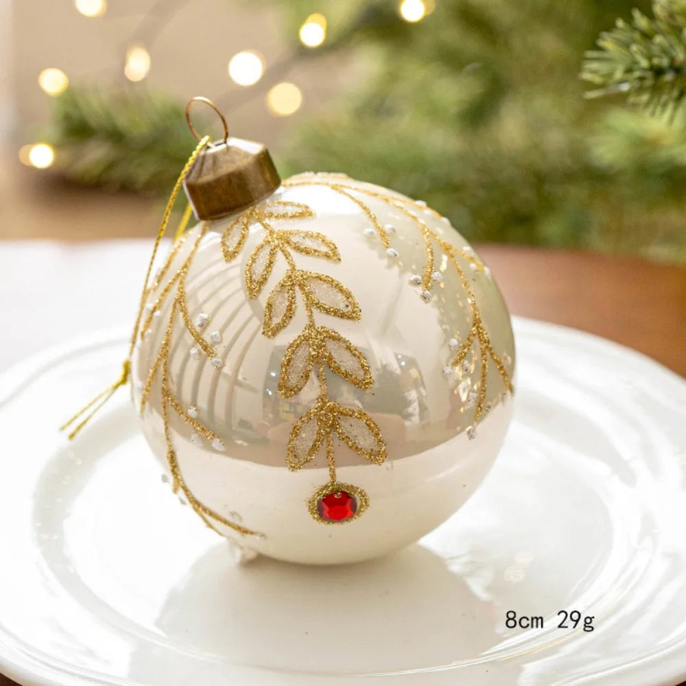 8cm Christmas Glass Ball Christmas Baubles for Tree Decorations Shatterproof Reusable Hanging Balls New Year Xmas Home Decor