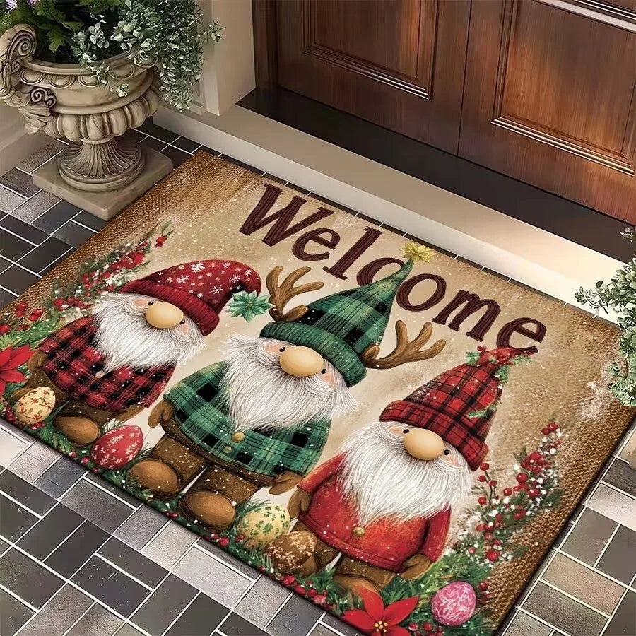 VIKAMA Christmas Entrance Floor Mat Made Of Crystal Velvet For Indoor Decoration, Living Room, Santa Claus Mat, Home Decoration
