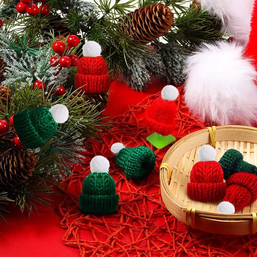 1PC Mini Knitting Hats Wine Bottle Stopper Christmas Tree Ornaments Finger Toys Doll Cap DIY Handmade Sewing Crafts Materials