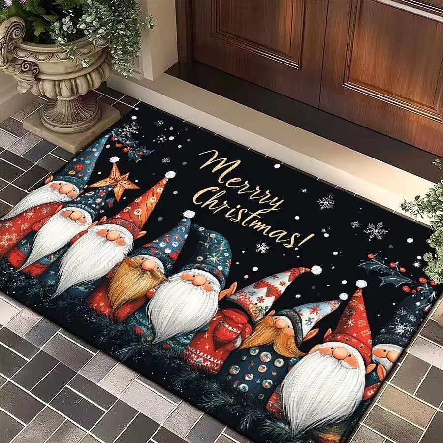 VIKAMA Christmas Entrance Floor Mat Made Of Crystal Velvet For Indoor Decoration, Living Room, Santa Claus Mat, Home Decoration