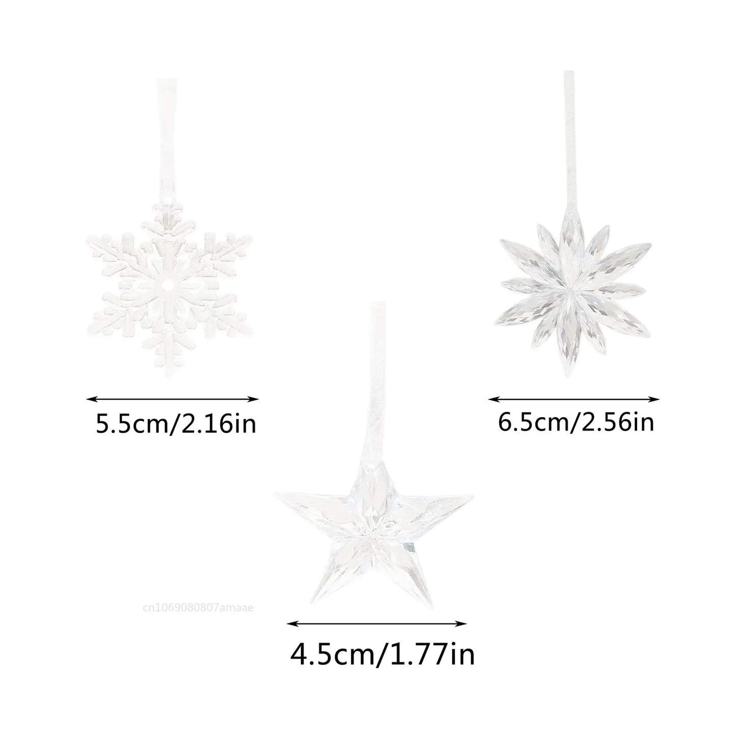 3pcs/bag 2025 Christmas Decorations Christmas Transparent Snowflake Pendants for Winter New Year Tree Home Party Ornaments
