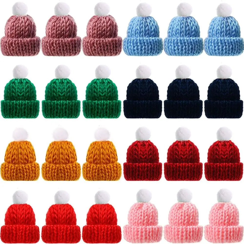 1PC Mini Knitting Hats Wine Bottle Stopper Christmas Tree Ornaments Finger Toys Doll Cap DIY Handmade Sewing Crafts Materials