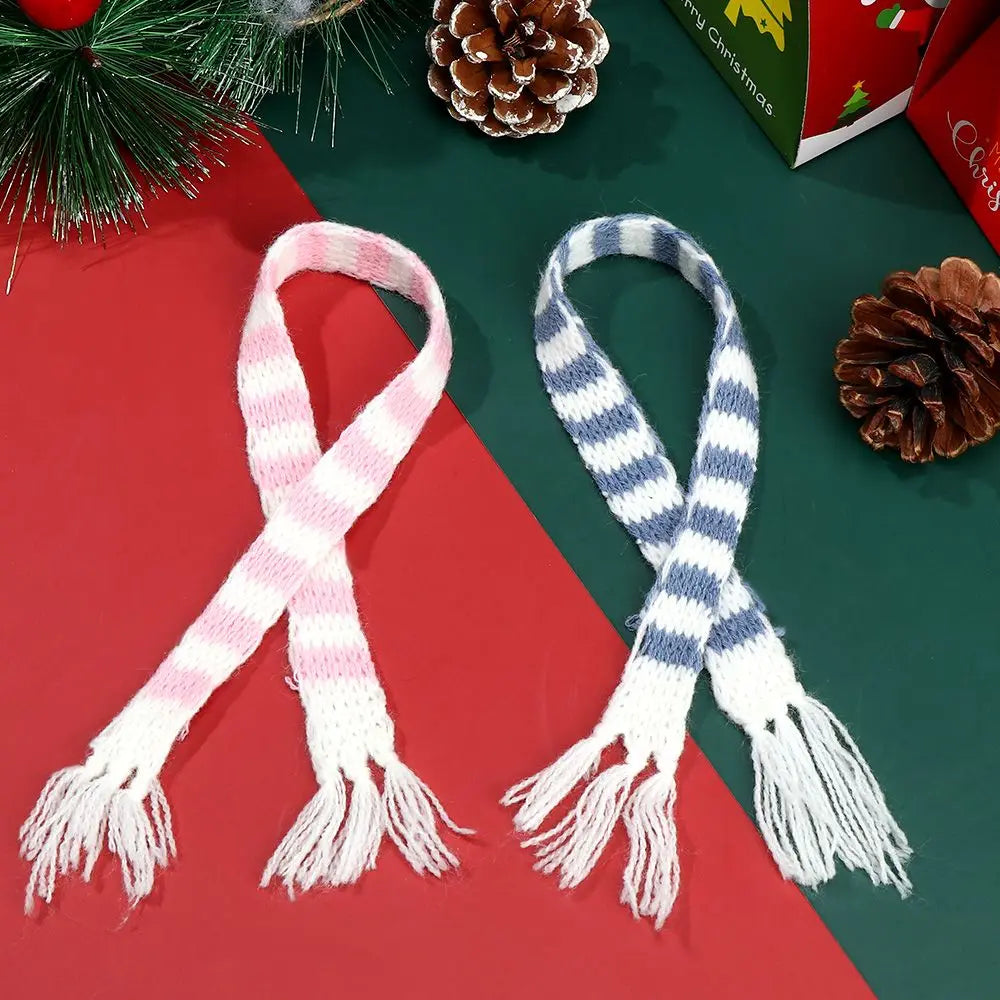 For 1/6 1/12 Doll Scarf Hat Knitted Scarves Xmas Ornament Mini Christmas Caps Handmade Miniature Clothes Dollhouse Accessories