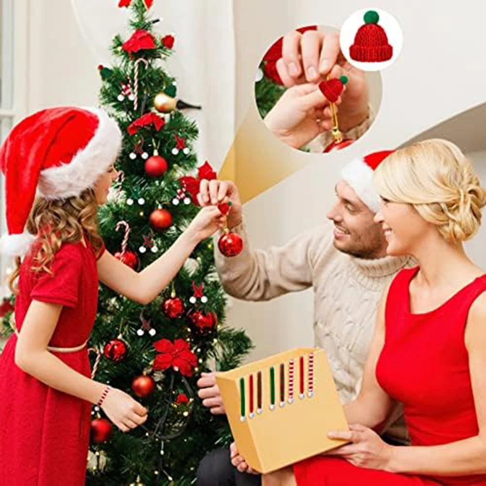 Mini Christmas Knit Hat Mini Christmas Scarf Set, Santa Knit Hat Scarf Christmas Xmas Tree Hanging Decoration Party Supplies