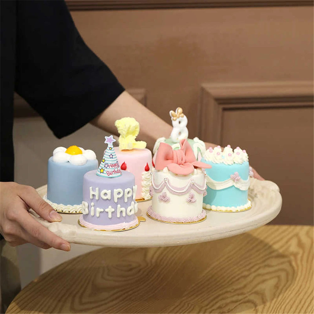 showcase display cabinet bakery dessert house cake shop store decoration artificial simulation Happy Birthday Mini Cake Model