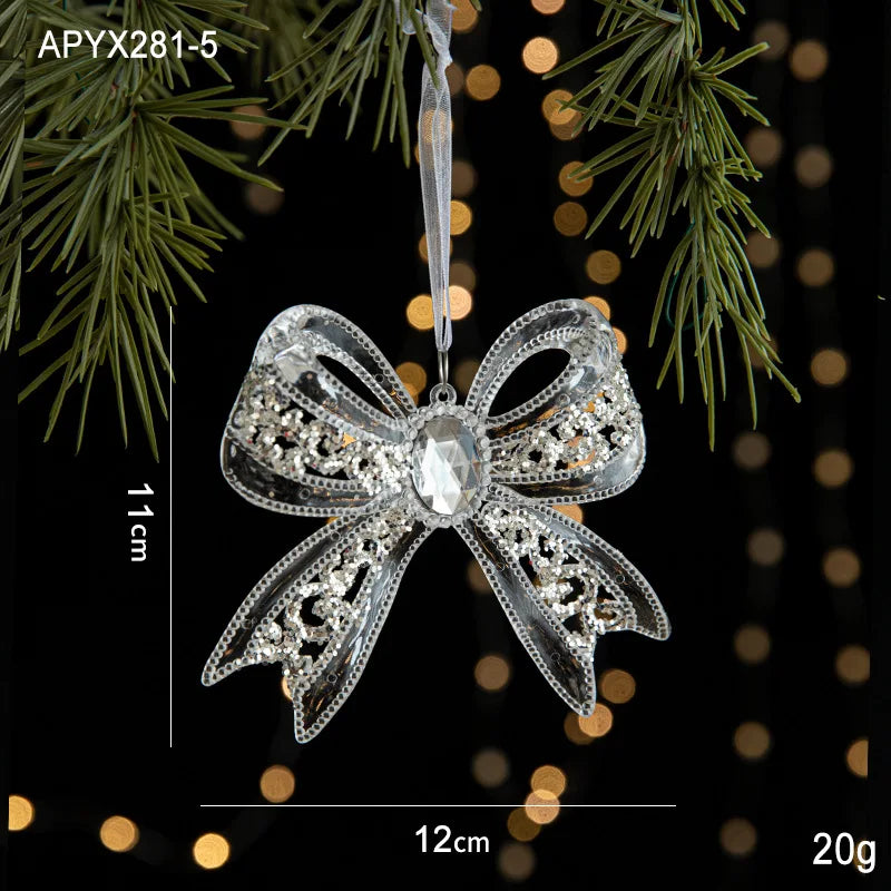 Christmas Ice Crystal Pendant Xmas Tree Pendant Transparent Acrylic Angel Light Luxury Scene Decoration Props New Year 2025