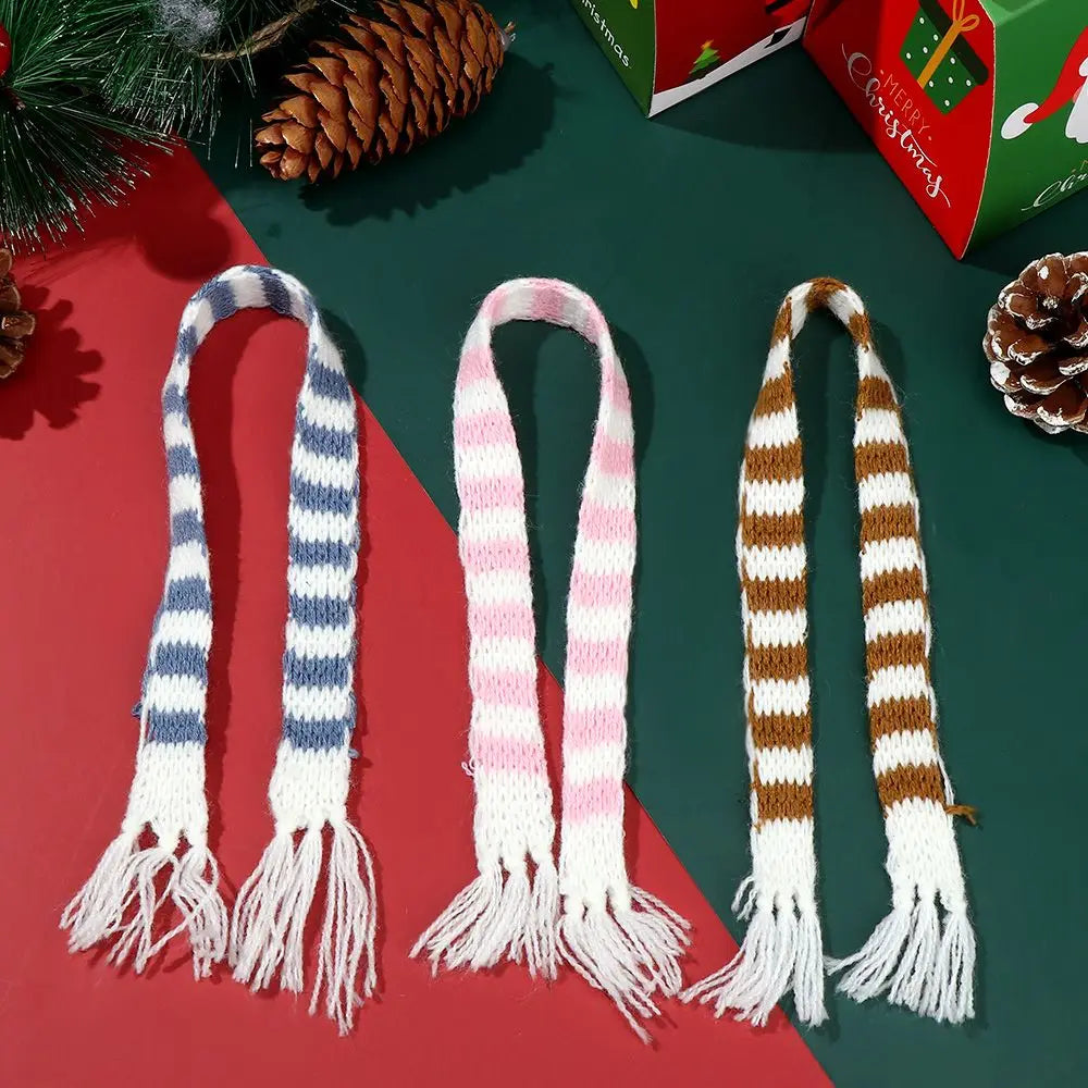 For 1/6 1/12 Doll Scarf Hat Knitted Scarves Xmas Ornament Mini Christmas Caps Handmade Miniature Clothes Dollhouse Accessories