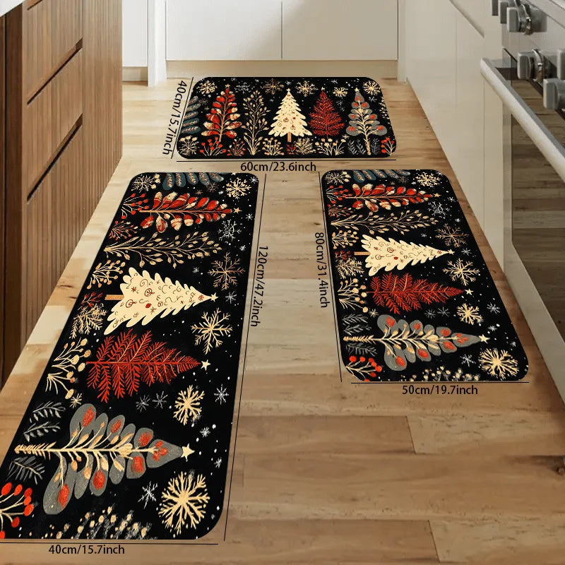 VIKAMA Christmas Carpet Christmas Tree CarpetKitchen Rug Long Carpet Absorbent Doormat Carpet For Live Room Sofa Floor Mat