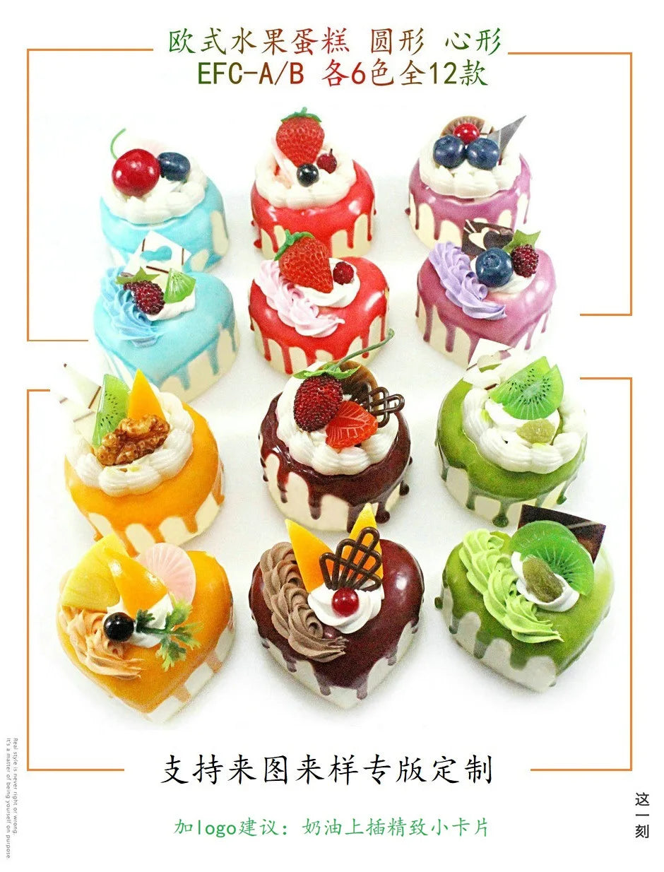 1Pcs Artificial Fruit Cakes Dessert Dessert Shop Fake Food Photography Food Simulation Cake Model Kitchen Tea Table Decoration