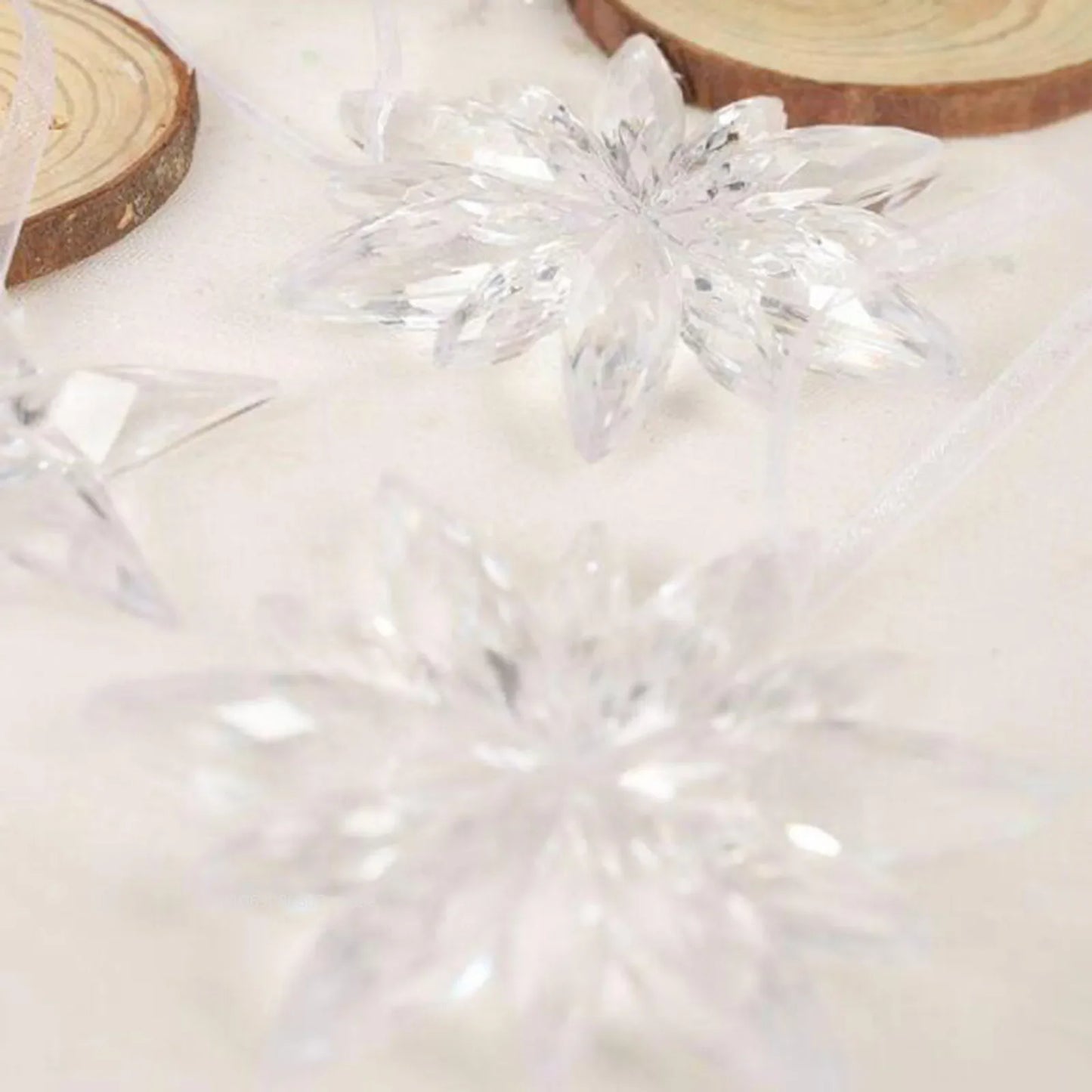 3pcs/bag 2025 Christmas Decorations Christmas Transparent Snowflake Pendants for Winter New Year Tree Home Party Ornaments