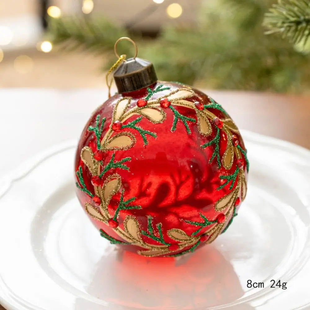 8cm Christmas Glass Ball Christmas Baubles for Tree Decorations Shatterproof Reusable Hanging Balls New Year Xmas Home Decor