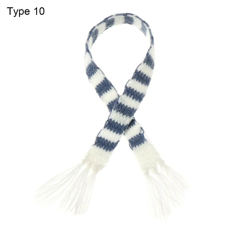 For 1/6 1/12 Doll Scarf Hat Knitted Scarves Xmas Ornament Mini Christmas Caps Handmade Miniature Clothes Dollhouse Accessories