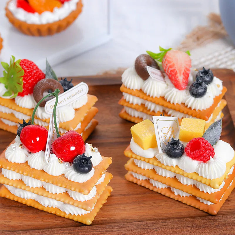 1PC Artificial Kitchen Cakes Dessert Fake Food Decoration Photography Food Simulation Cake Model Tea Table Decoration FCYY-002