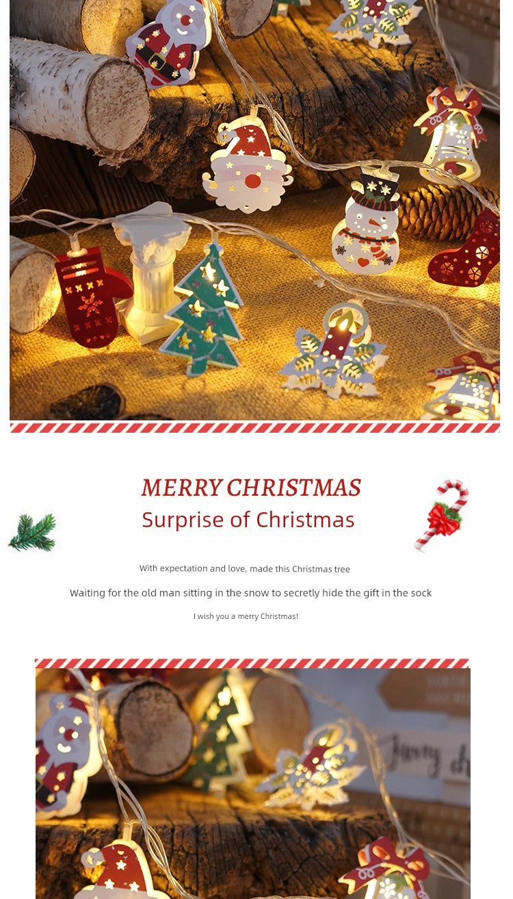 Santa Claus Lighting Led Small Lighting Chain Colored Lights Christmas Lights Wrought Iron Christmas Decorative Lights Christmas Tree Lamp String Lighting Chain