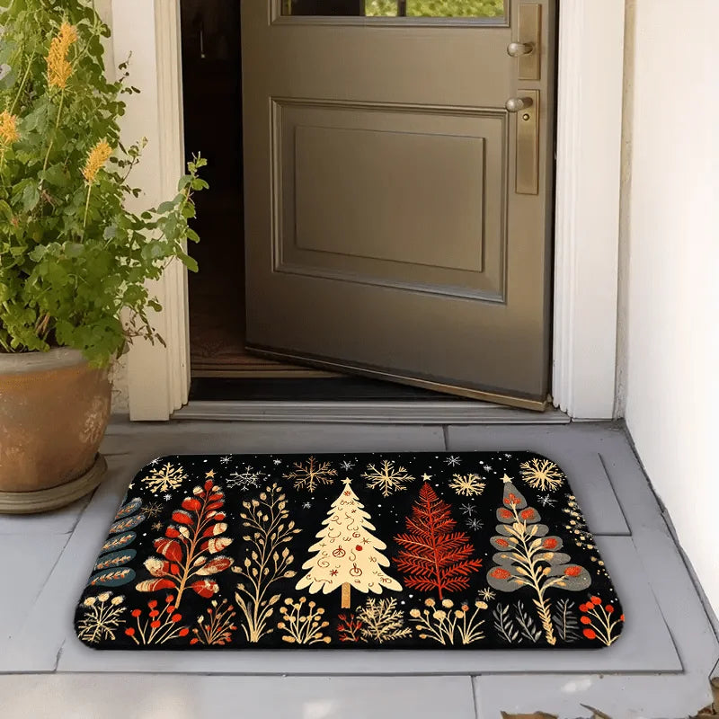VIKAMA Christmas Carpet Christmas Tree CarpetKitchen Rug Long Carpet Absorbent Doormat Carpet For Live Room Sofa Floor Mat