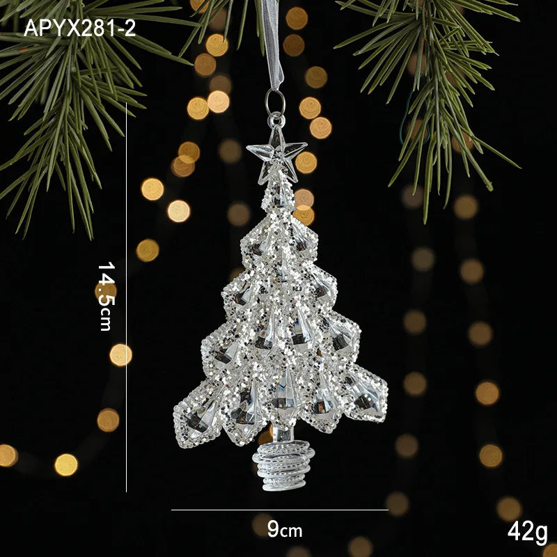 Christmas Ice Crystal Pendant Xmas Tree Pendant Transparent Acrylic Angel Light Luxury Scene Decoration Props New Year 2025