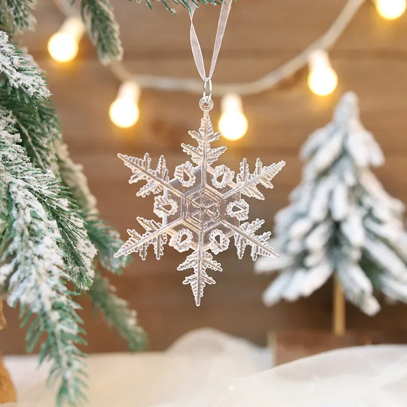 3pcs/bag 2025 Christmas Decorations Christmas Transparent Snowflake Pendants for Winter New Year Tree Home Party Ornaments